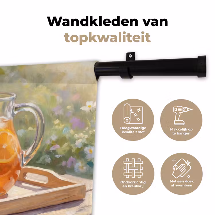 Drank - Citroen - Zomer - Tuin - Geel Wandkleed katoen klein -sfeer2