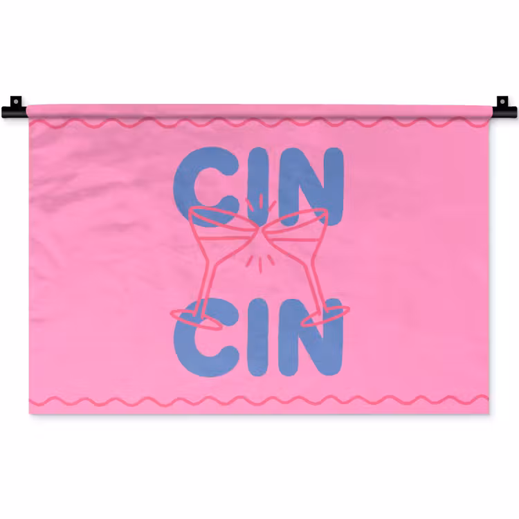 Drank - Glazen - Proost - Modern - Roze Wandkleed katoen klein -zz3d