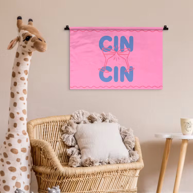 Drank - Glazen - Proost - Modern - Roze Wandkleed katoen klein -wsfeer5_kind