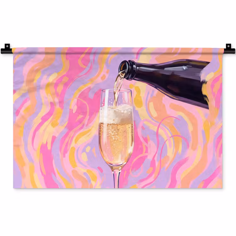 Drank - Inschenken - Feest - Abstract - Roze Wandkleed katoen klein -zz3d