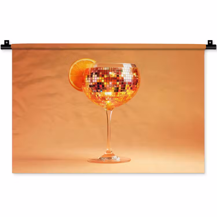 Drank - Oranje - Glitter - Disco Wandkleed katoen klein -zz3d