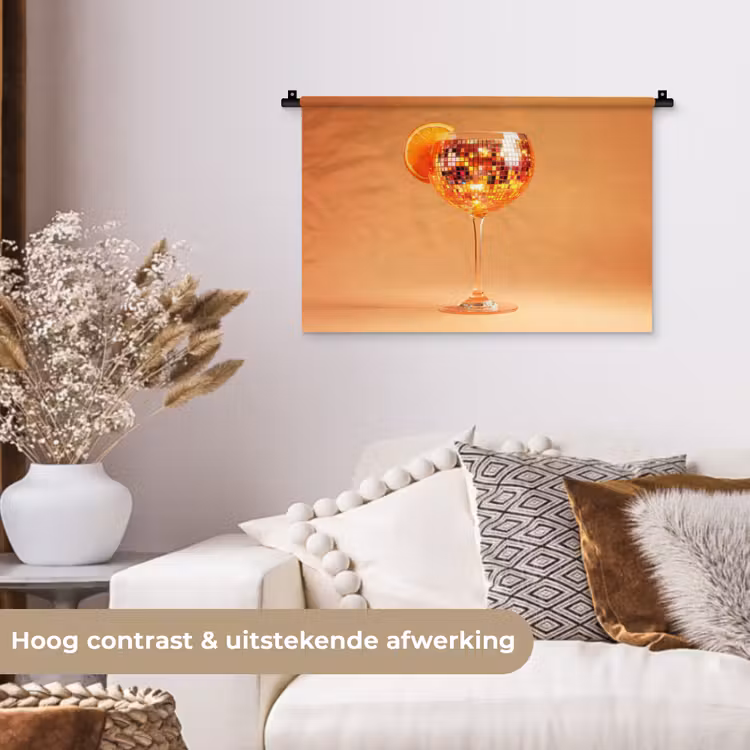 Drank - Oranje - Glitter - Disco Wandkleed katoen klein -sfeer1