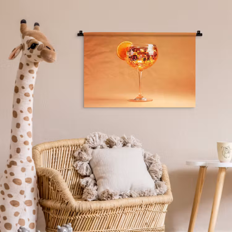 Drank - Oranje - Glitter - Disco Wandkleed katoen klein -wsfeer5_kind