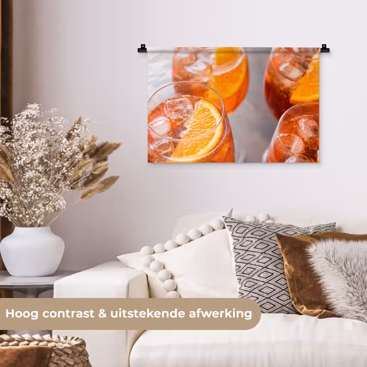 Drank - Sinaasappel - IJs - Zomer - Oranje Wandkleed katoen klein -sfeer1