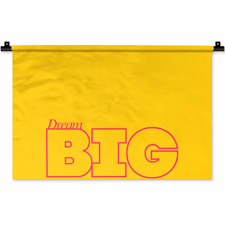 Dream big - Geel - Grafisch Wandkleed katoen klein -zz3d