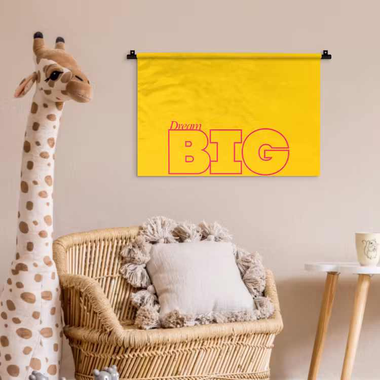 Dream big - Geel - Grafisch Wandkleed katoen klein -wsfeer5_kind