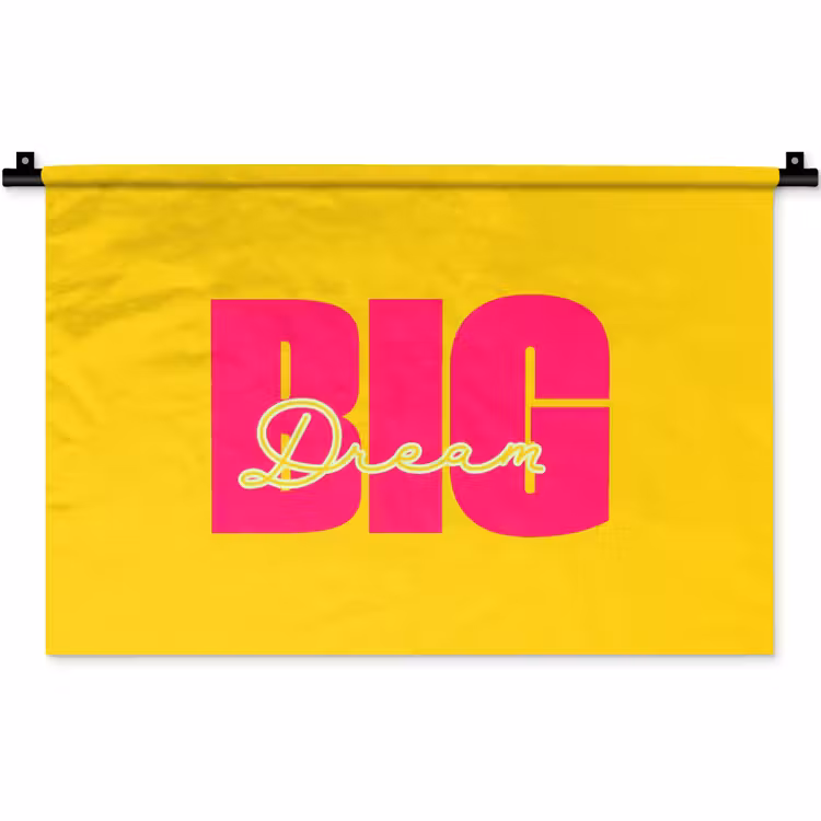 Dream big - Geel - Roze Wandkleed katoen klein -zz3d