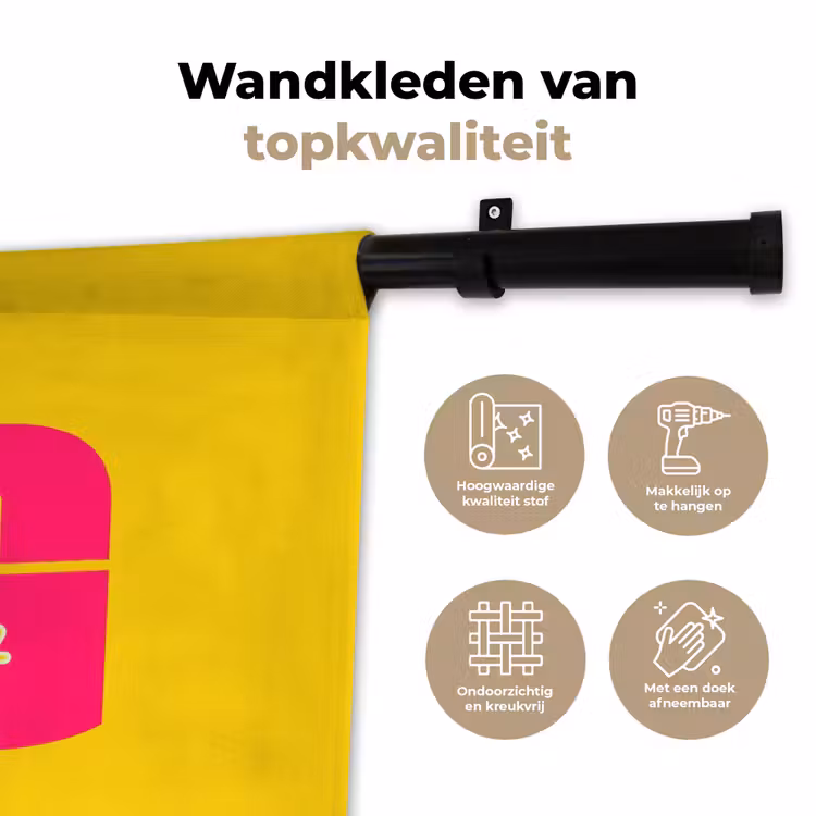 Dream big - Geel - Roze Wandkleed katoen klein -sfeer2