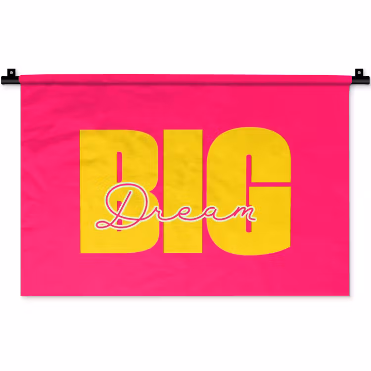 Dream big - Roze - Geel - Minimalistisch Wandkleed katoen klein -zz3d