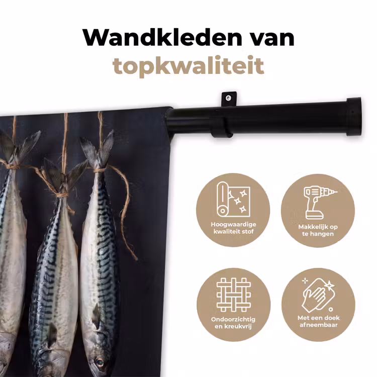 Wandkleed - Drie vissen - Touw - Drie vissen - Touw Wandkleed katoen klein