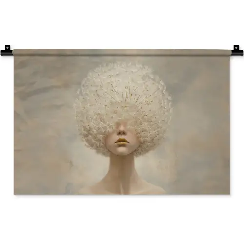 Dromerig - Beige - Paardenbloemzaadjes Wandkleed katoen klein -zz3d