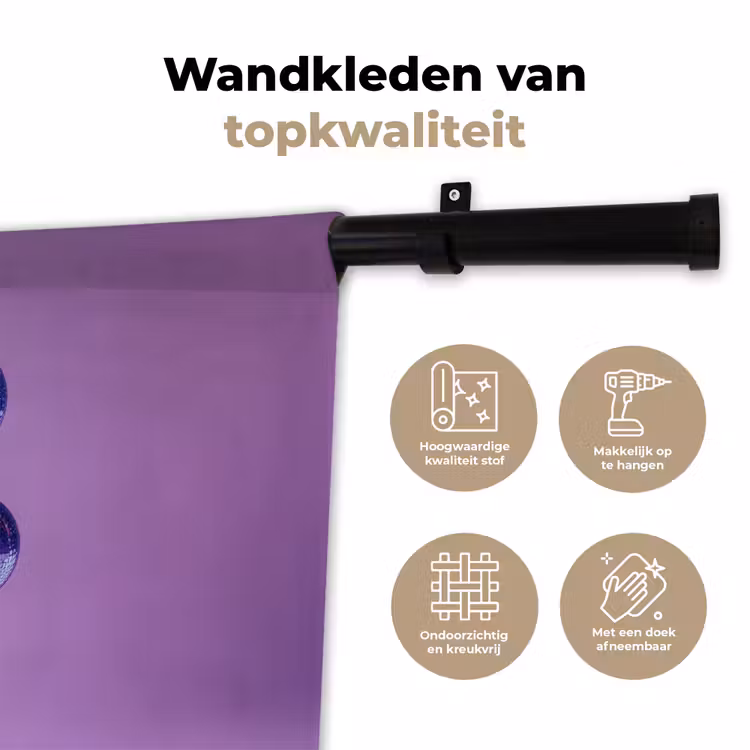 Druif - Disco - Glitter - Paars Wandkleed katoen klein -sfeer2