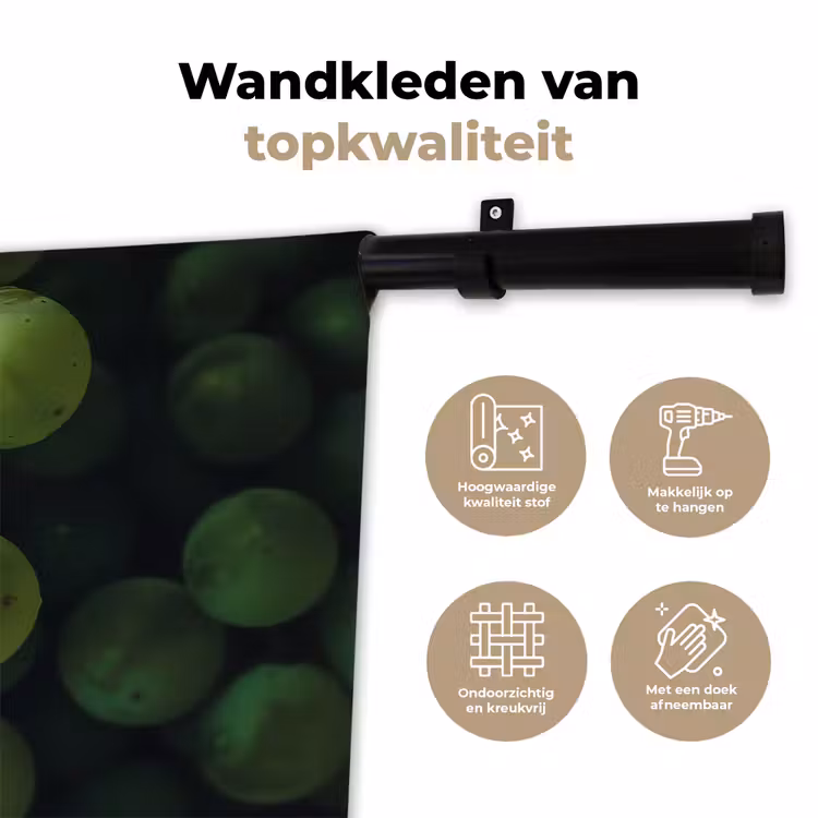Druiven - Tros - Groen Wandkleed katoen klein -sfeer2