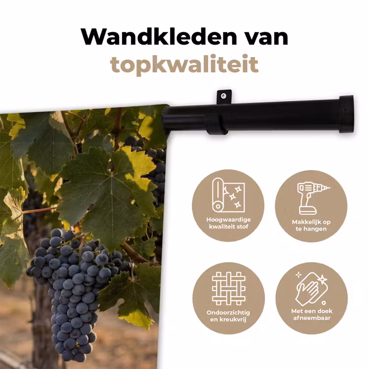 Druiven - Wijngaard - Zonlicht Wandkleed katoen klein -sfeer2