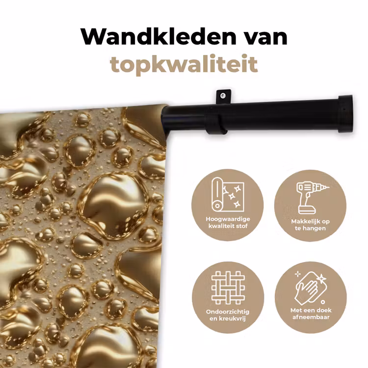 Druppels - Organisch - Goud Wandkleed katoen klein 269 -sfeer2