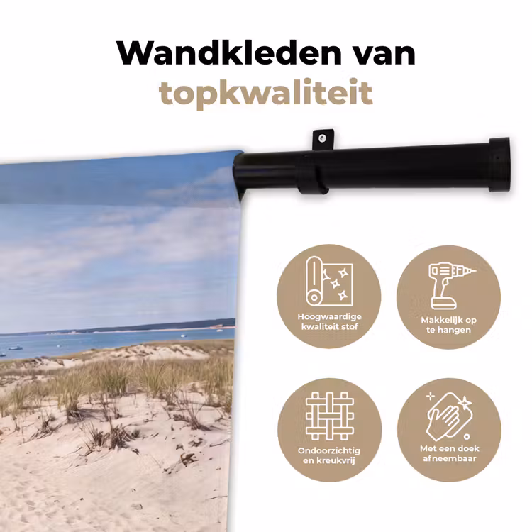 Duin - Bord - Kust - Landschap - Rood Wandkleed katoen klein -sfeer2