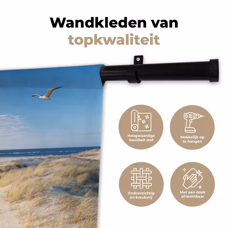 Duin - Meeuw - Strand - Zee - Zon Wandkleed katoen klein -sfeer2