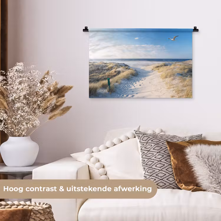 Duin - Meeuw - Strand - Zee - Zon Wandkleed katoen klein -sfeer1