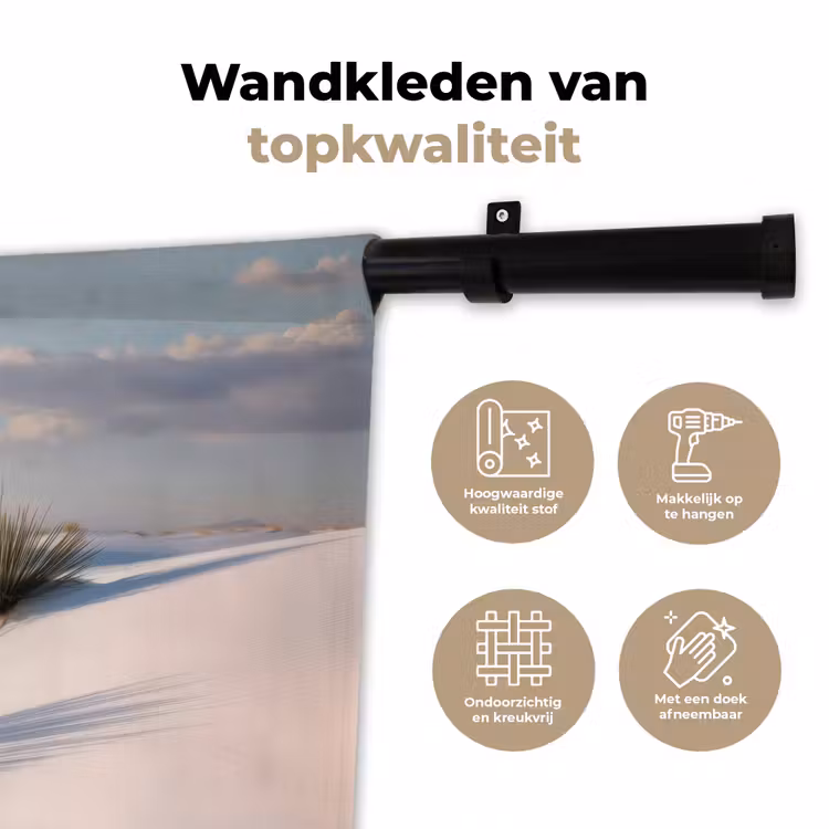 Duinen - Gras - Wolken - Beige Wandkleed katoen klein -sfeer2