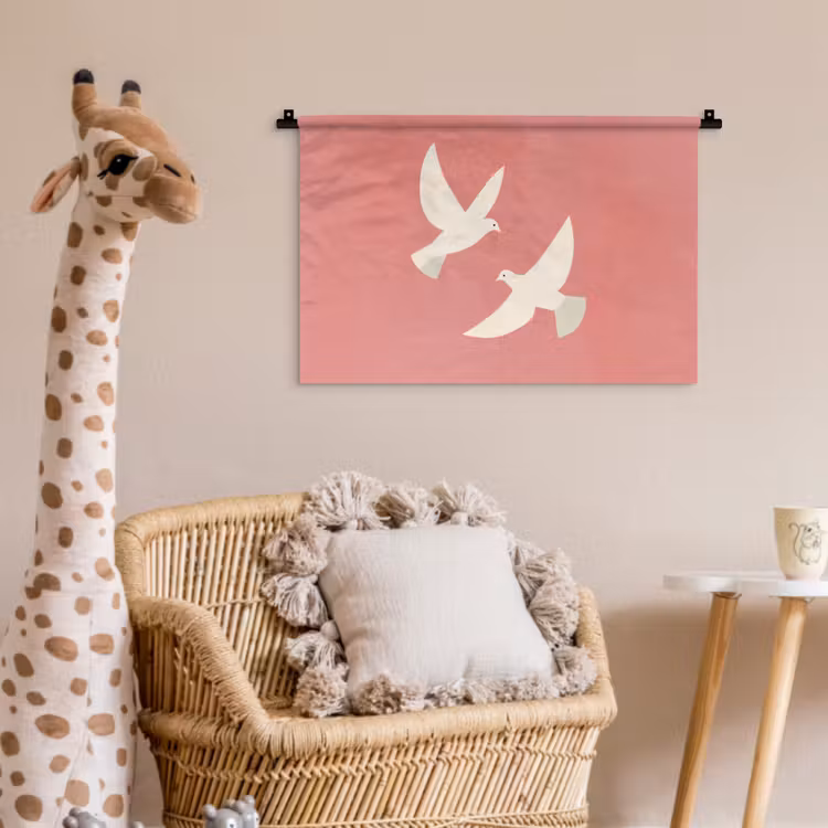 Duiven - Wit - Sierlijk Wandkleed katoen klein -wsfeer5_kind