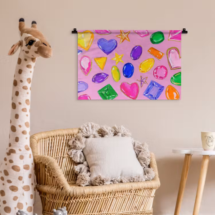 Edelstenen - Vormen - Hartje - Kleurrijk Wandkleed katoen klein -wsfeer5_kind