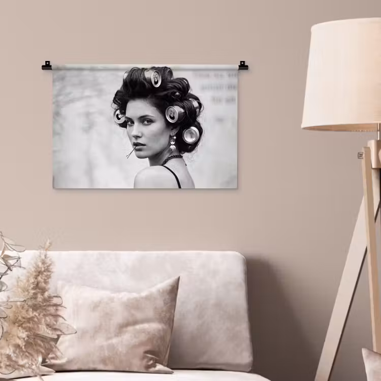 Edgy - Vrouw - Zwart - Wit Wandkleed katoen klein -sfeer4