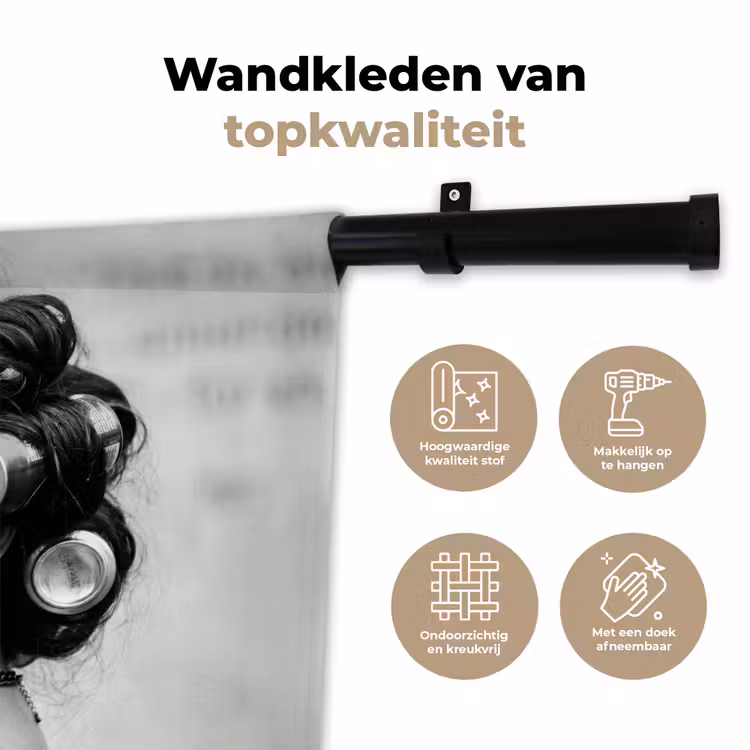 Edgy - Vrouw - Zwart - Wit Wandkleed katoen klein -sfeer2