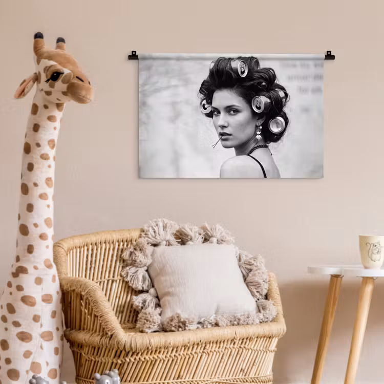 Edgy - Vrouw - Zwart - Wit Wandkleed katoen klein -wsfeer5_kind