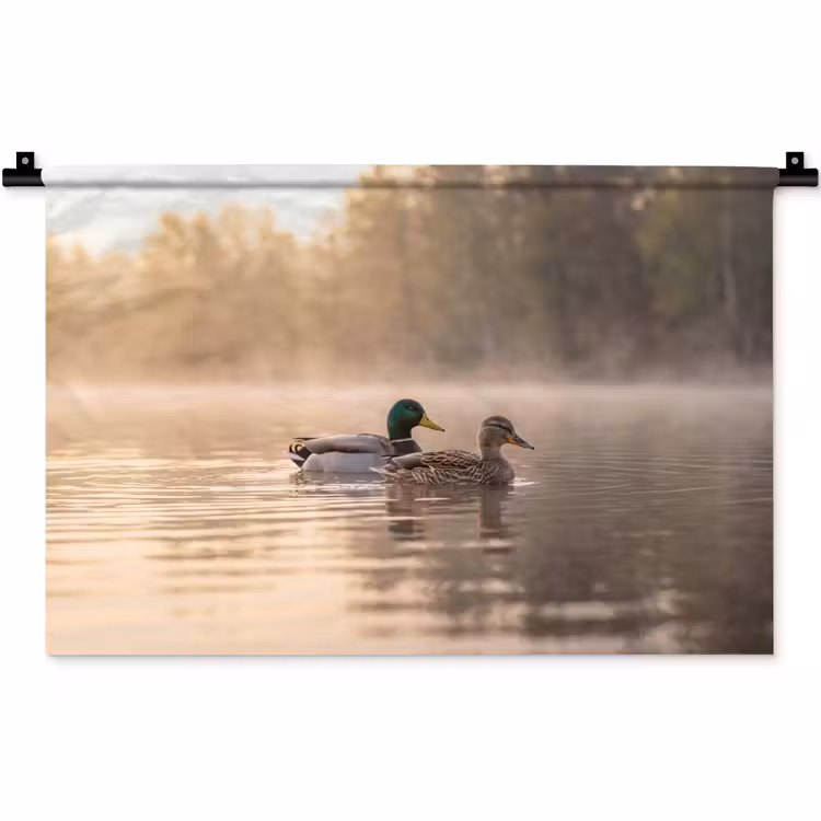 Eenden - Water - Mist - Natuur Wandkleed katoen klein -zz3d