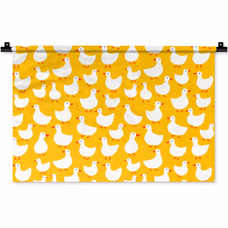 Eendjes - Patroon - Geel Wandkleed katoen klein 269 -zz3d