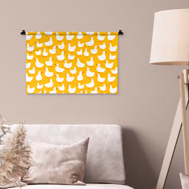 Eendjes - Patroon - Geel Wandkleed katoen klein 269 -sfeer4