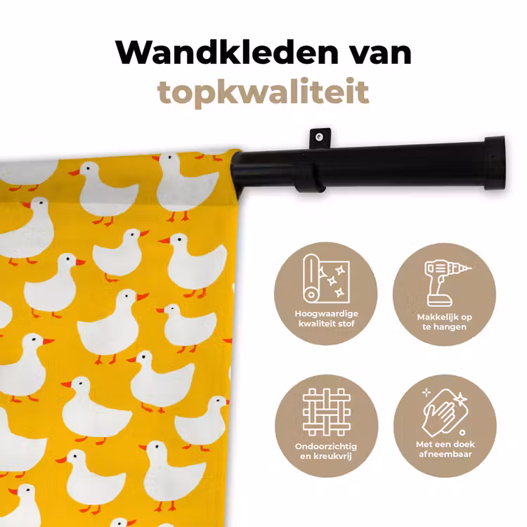 Eendjes - Patroon - Geel Wandkleed katoen klein 269 -sfeer2
