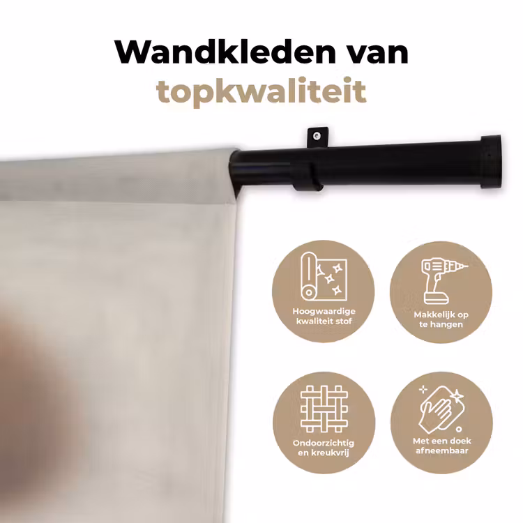 Ei - Beige - Ovaal - Egaal Wandkleed katoen klein -sfeer2