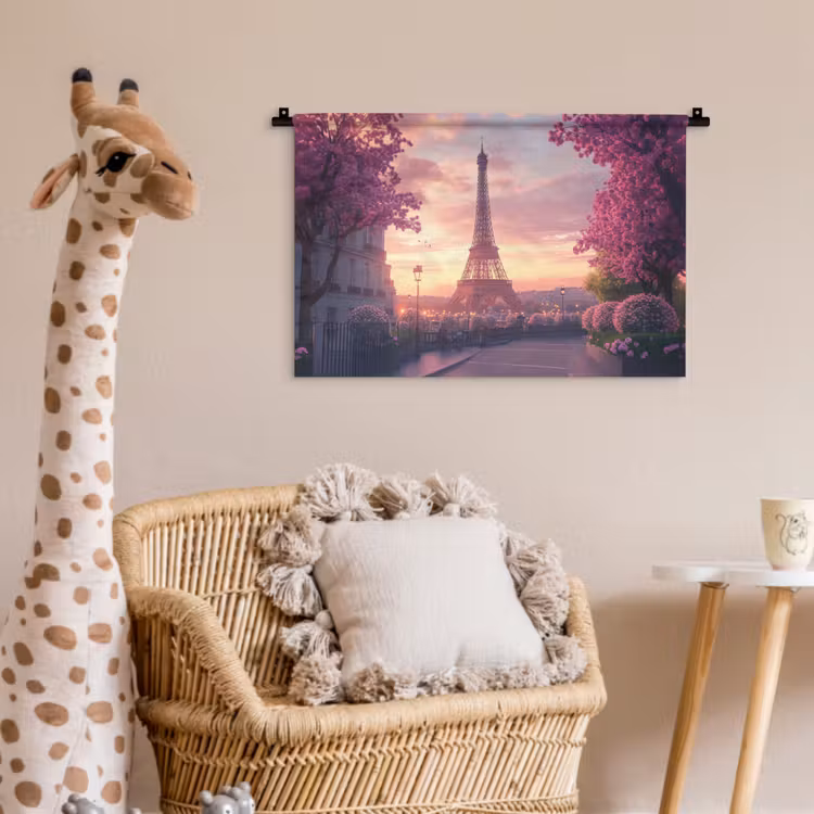 Eiffeltoren - Parijs - Roze Wandkleed katoen klein -wsfeer5_kind