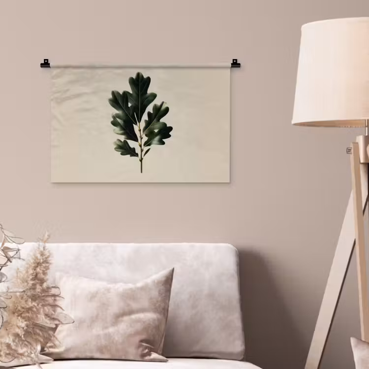Eikenbladeren - Beige - Groen - Golvende randen Wandkleed katoen klein -sfeer4