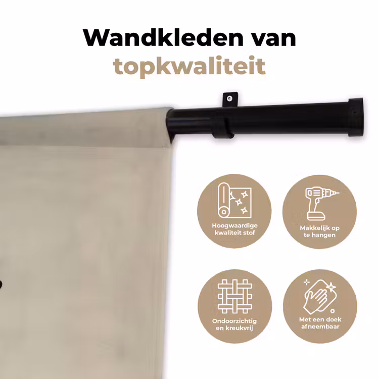 Eikenbladeren - Beige - Groen - Golvende randen Wandkleed katoen klein -sfeer2