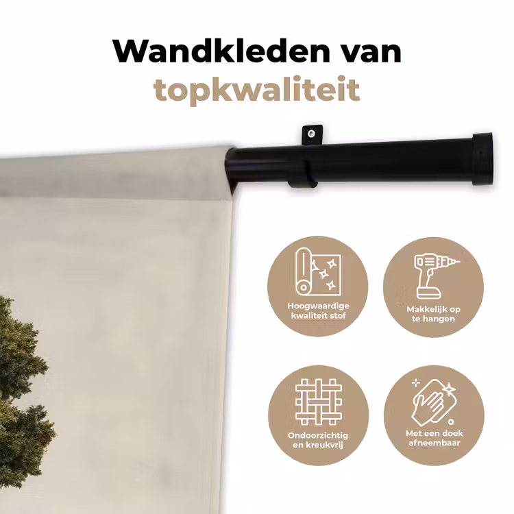 Eikenboom - Groen - Lichte achtergrond Wandkleed katoen klein -sfeer2