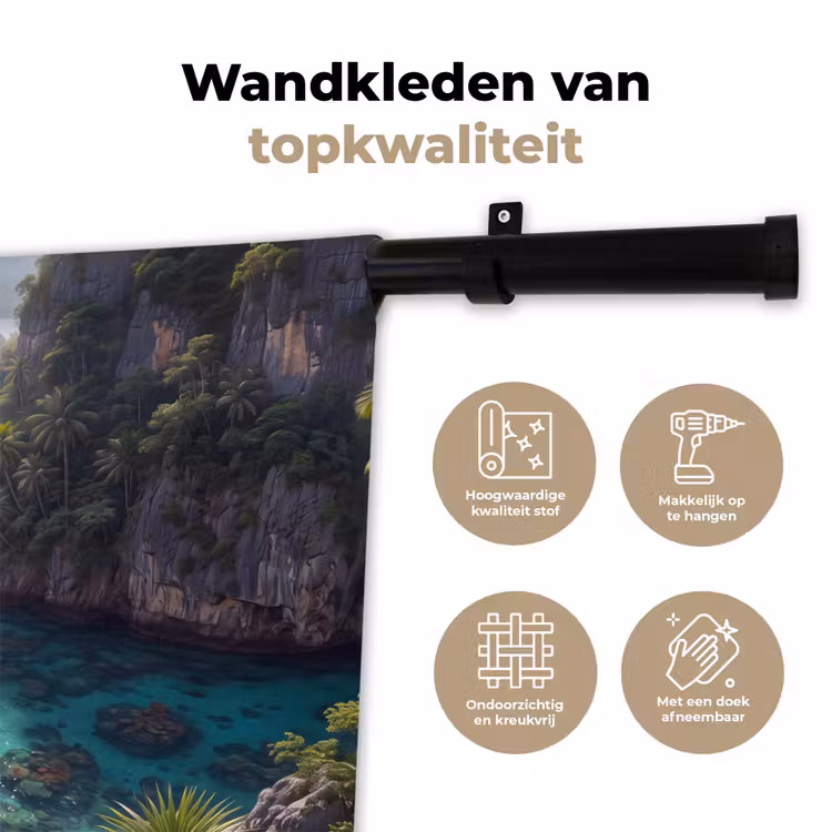 Eiland - Tropisch - Water - Palmbomen - Natuur Wandkleed katoen klein -sfeer2