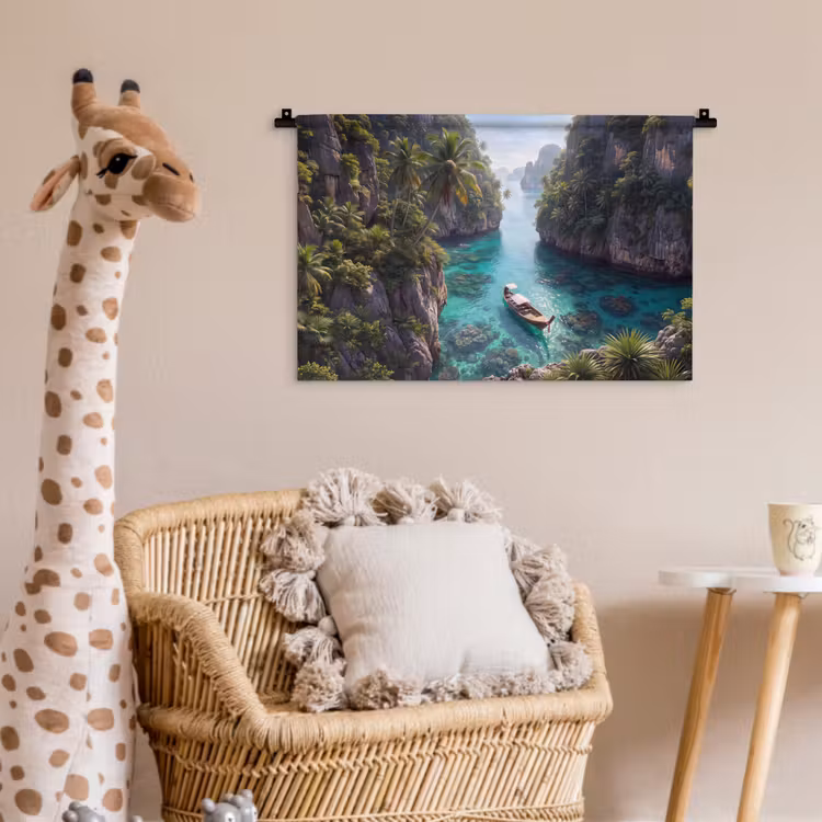 Eiland - Tropisch - Water - Palmbomen - Natuur Wandkleed katoen klein -wsfeer5_kind