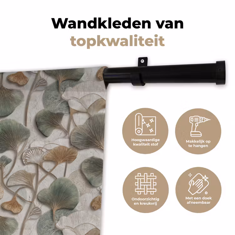 Elegant - Bladeren - Groen Wandkleed katoen klein 269 -sfeer2