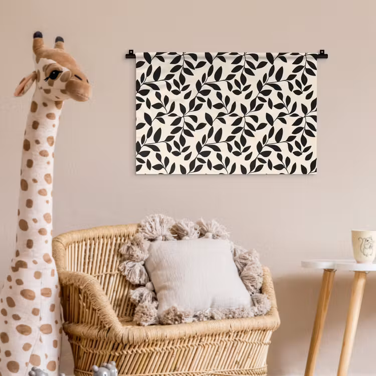 Elegant - Patroon - Zwart - Beige Wandkleed katoen klein 269 -wsfeer5_kind