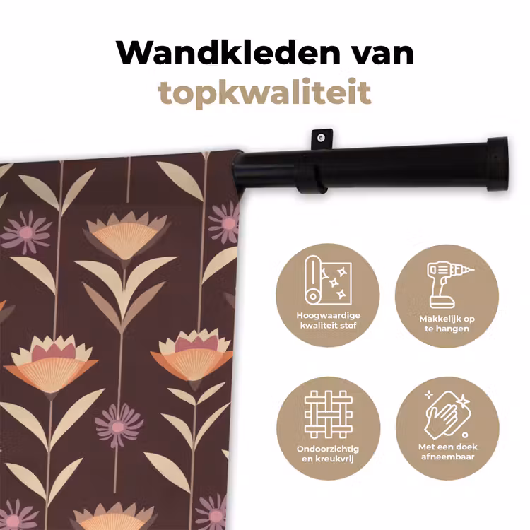 Elegant - Retro - Bruin Wandkleed katoen klein 269 -sfeer2