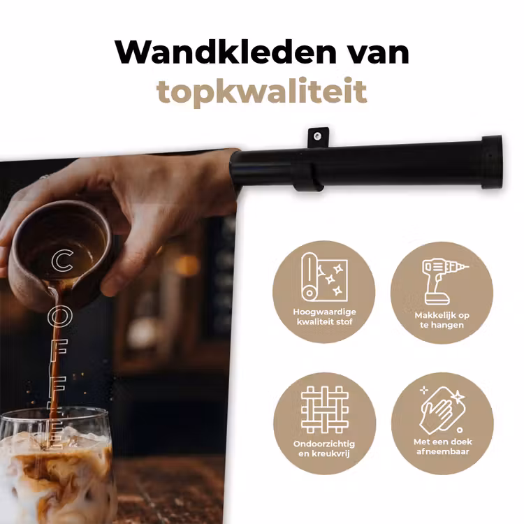 Espresso - Melk - Café Wandkleed katoen klein -sfeer2