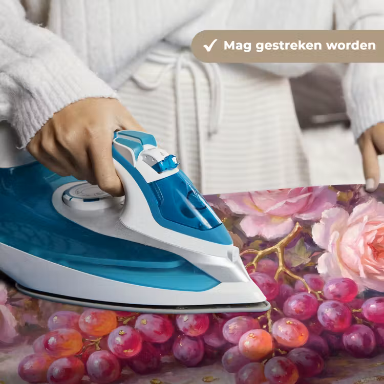 Eten - Bloemen - Stilleven - Roze - Goud Wandkleed katoen klein -sfeer9