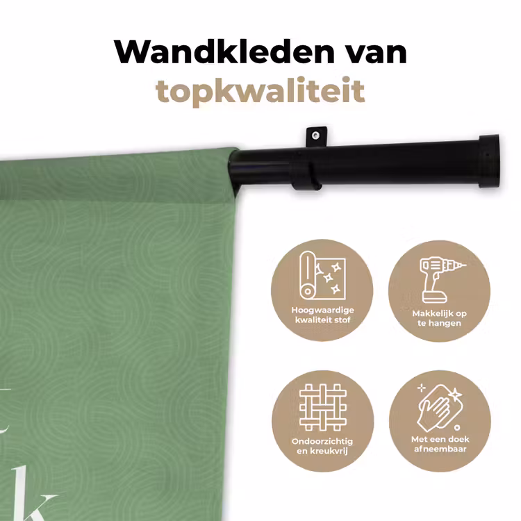 Eten - Drinken - Tekst - Mintgroen Wandkleed katoen klein -sfeer2