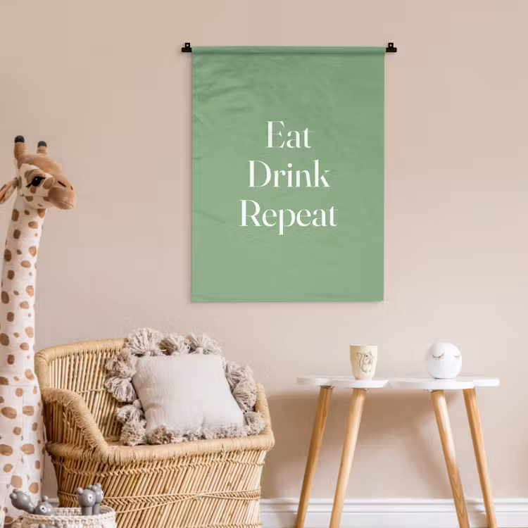 Eten - Drinken - Tekst - Mintgroen Wandkleed katoen klein -wsfeer5_kind