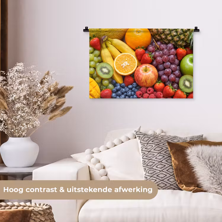 Eten - Fruit - Vers - Kleurrijk - Voeding Wandkleed katoen klein -sfeer1