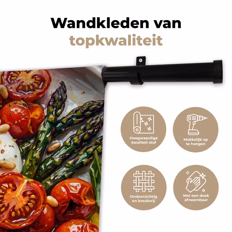 Eten - Groenten - Kaas - Modern - Vers Wandkleed katoen klein -sfeer2