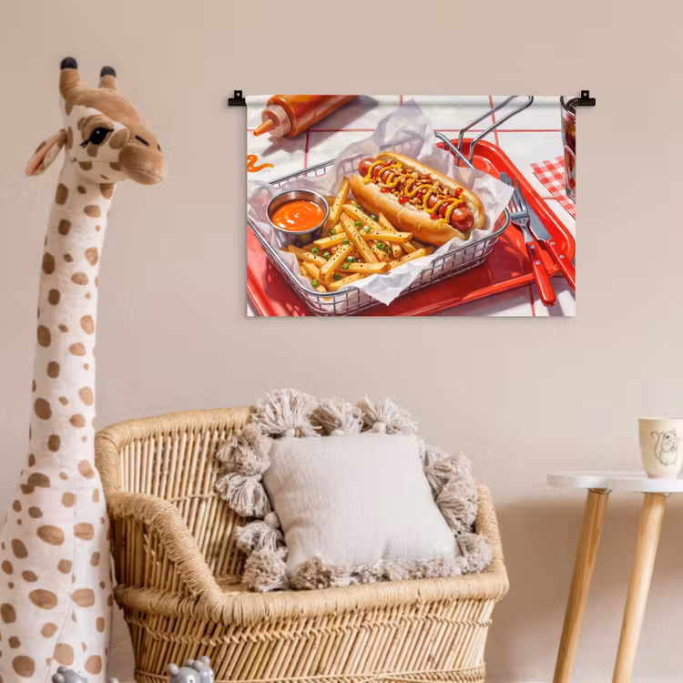 Eten - Hotdog - Fastfood - Modern - Rood Wandkleed katoen klein -wsfeer5_kind