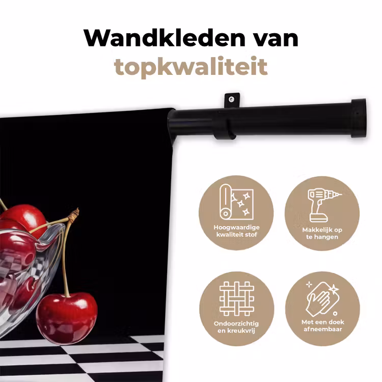 Wandkleed - Eten - Kersen - Rood - Eten - Kersen - Rood Wandkleed katoen klein